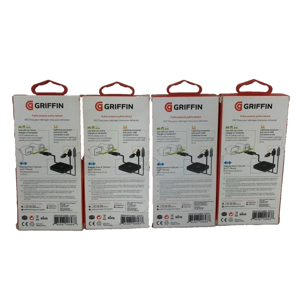 Griffin 2 in 1 Travel Charger Sync Cable Micro USB‎ Connector Lot of 4